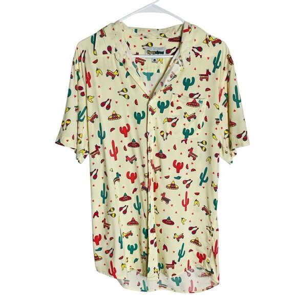 Tipsy Elves Cantina Captain Shirt Mens L Southwest Pinata Cactus AOP Party Cinco - Picture 2 of 9